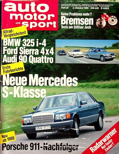 Echte, historische Zeitschrift von 1985 - Garantiert 40 Jahre alt - Personalisiertes Geschenk 40. Geburtstag Mann - Original aus Jahr 1985 - Die Geschenkidee für Männer - Auto Motor Sport 20/1985 von DAS GEBURTSTAGSGESCHENK HISTORISCHE ZEITSCHRIFTEN