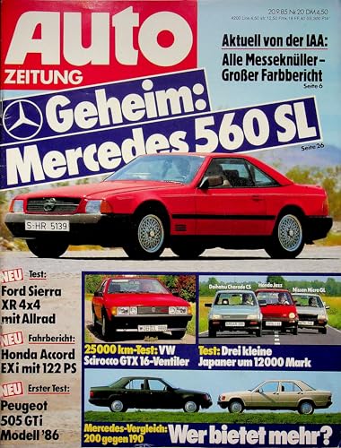 Echte, historische Zeitschrift von Mitte September 1985 - Autozeitung 20/1985 - Personalisiertes Geschenk zum 40. Geburtstag für Männer - Original aus 1985 - Die Geschenkidee für Frau und Mann von DAS GEBURTSTAGSGESCHENK HISTORISCHE ZEITSCHRIFTEN