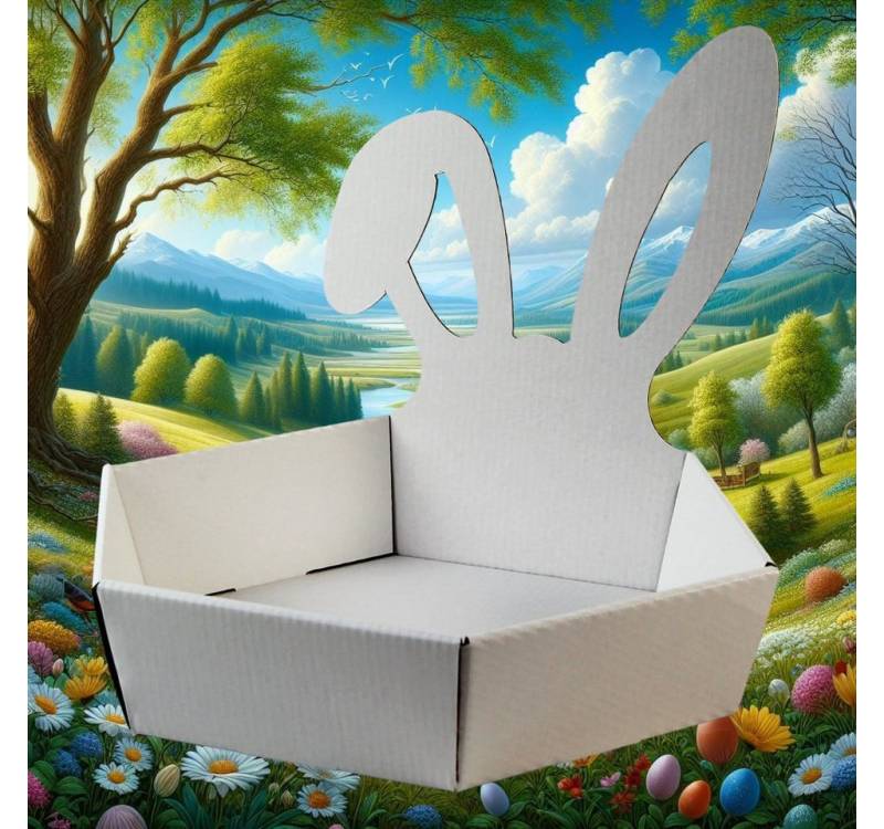 DAS PAPPHAUS Osternest Osterkörbchen Hasenohren aus Wellpappe - Klein - Braun oder Weiß, Dieses Osterkörbchen aus Pappe ist ein echter Klassiker von DAS PAPPHAUS