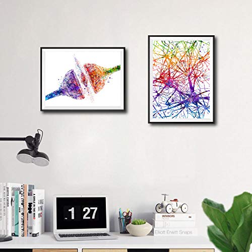 DASHBIG Leinwand Malerei Anatomie Poster Neurologie Medizinische Biologie Geschenk Synapse Rezeptor Gehirn Nerv Zellwand Kunst Drucke Bild Dekor | 50x70cmx2 Kein Rahmen von DASHBIG