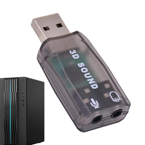 DASHIELL Computer-USB-Audio-Adapter, externer Stereo-Sound-Adapter - USB 2-in-1 externer Stereo-Sound-Adapter,Plug-and- -Audio-Adapter für PC und Laptop zum Fernsehen und Musikhören von DASHIELL