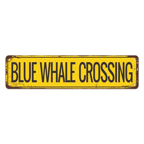 Vintage Blue Whale Crossing Warnschild Aluminium Metallschild Blauwalschild Blauwal-Dekor Blauwal Geschenk Einzigartige Tierdekoration für Schwimmbad Zuhause Hof Kinderzimmer – 40,6 x 10,2 cm von DASHUA