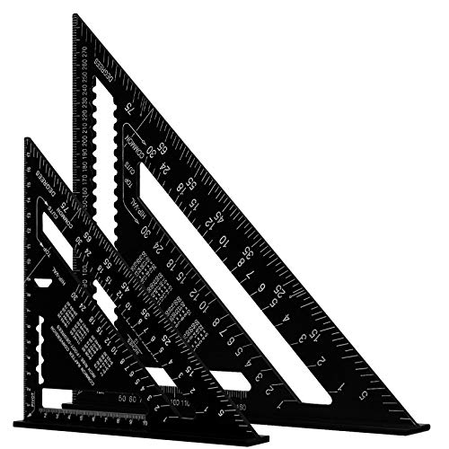 2 Stück Dreieck Lineal, 7 Zoll und 12 Zoll Dreieck Winkelmesser, Hochpräzisions Aluminiumlegierung Dreieck Herrscher, Layout-Messwerkzeug für Ingenieur Zimmermann (Metrisch, Schwarzes) von DASHUAIGE