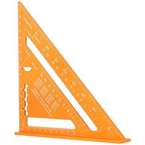 7 Zoll Dreieck Winkelmesser, Hochpräzisions Aluminiumlegierung Dreieck Herrscher, Layout Messwerkzeug für Ingenieur Zimmermann (Metrisch, Gold) von DASHUAIGE