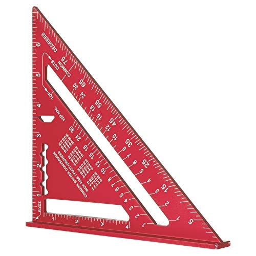7-Zoll-Dreieckiges Lineal, Dreieckslineal, Hohe Präzision Aluminium-Legierung, Dreieckslineal, Layout-Messwerkzeug für Ingenieure, Schreiner (Imperial, Rotes) von DASHUAIGE