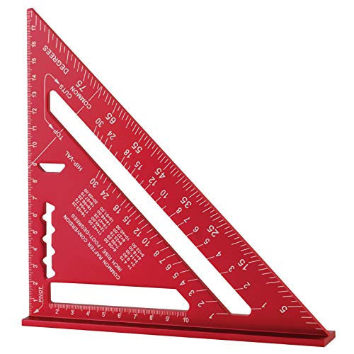 7-Zoll-Dreieckiges Lineal, Dreieckslineal, Hohe Präzision Aluminium-Legierung, Dreieckslineal, Layout-Messwerkzeug für Ingenieure, Schreiner (Metrisch, Rotes) von DASHUAIGE