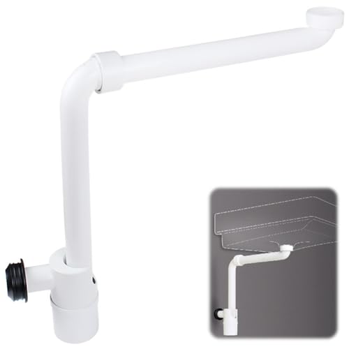 DASIAUTOEM 1 1/4 Zoll Raumsparsiphon, Geruchsverschluss für Waschbecken, 360° Einstellbarer Siphon Waschtisch, Abflussrohr mit Geruchsverschluss, Raumsparsiphon für Badezimmer, Siphon Flach, Weiß von DASIAUTOEM