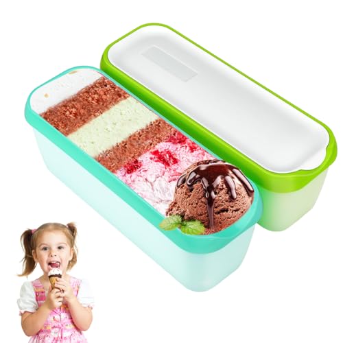 DASIAUTOEM 2er-Set Eisbehälter für Speiseeis 1.5 L, Eiscreme Behälter, Hausgemachte Eiscreme Behälter mit Silikon Deckel, Wiederverwendbare Stapelbare Gefrierschrank Aufbewahrungsbehälter für Joghurt DASIAUTOEM 2er-Set Eisbehälter für Speiseeis 1.5 L, Eiscreme Behälter, Hausgemachte Eiscreme Behälter mit Silikon Deckel, Wiederverwendbare Stapelbare Gefrierschrank Aufbewahrungsbehälter für Joghurt von DASIAUTOEM