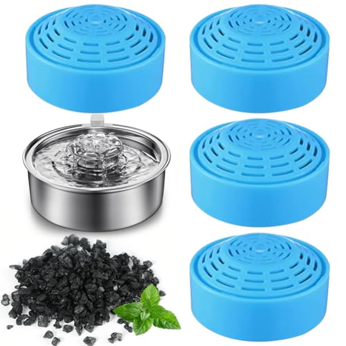 DASIAUTOEM 4 Stück Filter für Katzenbrunnen, Haustierbrunnen Filter mit Harz und Aktivkohle mit 2L Katzenbrunnen Edelstahl Wasserdurchfluss für automatische Haustier Brunnen Katze Wasser Brunn DASIAUTOEM 4 Stück Filter für Katzenbrunnen, Haustierbrunnen Filter mit Harz und Aktivkohle mit 2L Katzenbrunnen Edelstahl Wasserdurchfluss für automatische Haustier Brunnen Katze Wasser Brunn von DASIAUTOEM