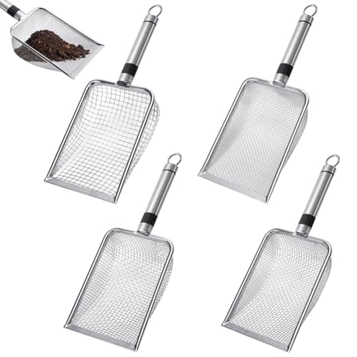 DASIAUTOEM 4 Stück Gartensieb aus Edelstahl, Gartensieb Erde, Kompostsieb aus Edelstahl für Erde, Kompost, Kompostsieb mit Griff Gartensieb, mit 4 austauschbare Siebeinsätze (2/2.8/3.8/5mm Masche) von DASIAUTOEM