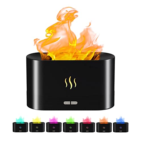 DASIAUTOEM Flame Aroma Diffuser, Aroma Diffuser mit 7 Flammen Effekt, Aroma Diffuser Ätherische Öle Diffuser, Aromatherapie Luftbefeuchter Humidifier 7 LED für Zuhause Office Schlafzimmer von DASIAUTOEM