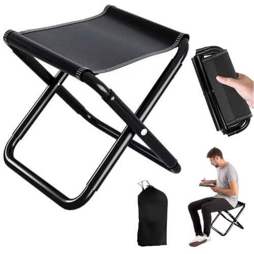 DASIAUTOEM Camping Hocker, Klapphocker Tragbarer, Mini Klapphocker Leicht Sitz Falthocker Klappbar mit Aufbewahrungsbeutel, Slacker Stühle Sitz Outdoor Zusammenklappbare Campinghocker für Erwachsene von DASIAUTOEM