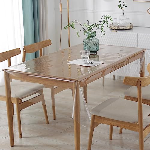 DASIAUTOEM Durchsichtige Tischdecke, Klarsicht Transparent 140cm Breit, Meterware 0.13 mm Stark, Wasserdicht Abwaschbar PVC Folie Fettdicht Tischschutzfolie (260 x 140cm) von DASIAUTOEM
