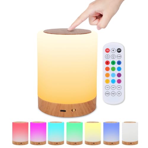 DASIAUTOEM LED Nachttischlampe Dimmbar, Kinder Nachtlicht Touch, Nachtlampe Stimmungslicht RGB 13 Farben, Atmosphäre Tischlampe Stimmungslicht für Schlafzimmer,Weihnachtsgeschenke Geschenke für Frauen von DASIAUTOEM