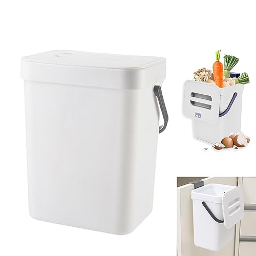 DASIAUTOEM Mülleimer Küche, Biomülleimer Küche Klein, 3L Abfalleimer mit Deckel, Küchenabfalleimer Windeleimer Geruchsdicht Arbeitsplatte, Aufhängen Komposteimer für Küche, Zuhause, Büro von DASIAUTOEM