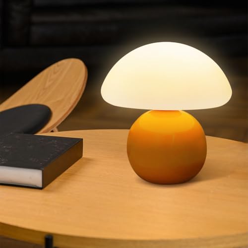 DASIAUTOEM Pilz Nachttischlampe Tischlampe, LED Dimmbar mit Touch-Steuerung, Tischleuchte mit Keramikbasis & Augenfreundlichem Licht - Deko für Kinderzimmer, Schlafzimmer & Hygge-Wohnzimmer von DASIAUTOEM