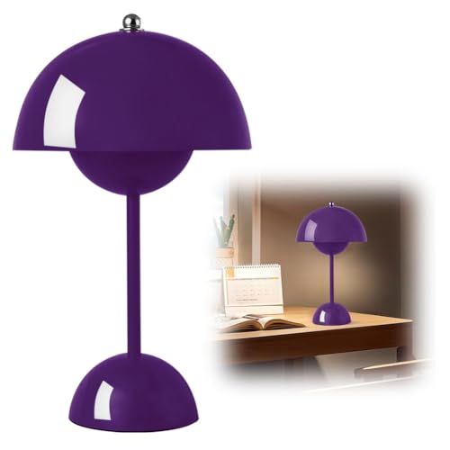 DASIAUTOEM Pilzlampen Tischlampe, LED Akku Tischlampe Kabellos, 3000k-6000k Moderne Aufladbar, Touch Dimmbar Tischleuchte Macaron Lampe​ mit 3 Helligkeits Modi, Retro Nachttischlampe (Violett) von DASIAUTOEM