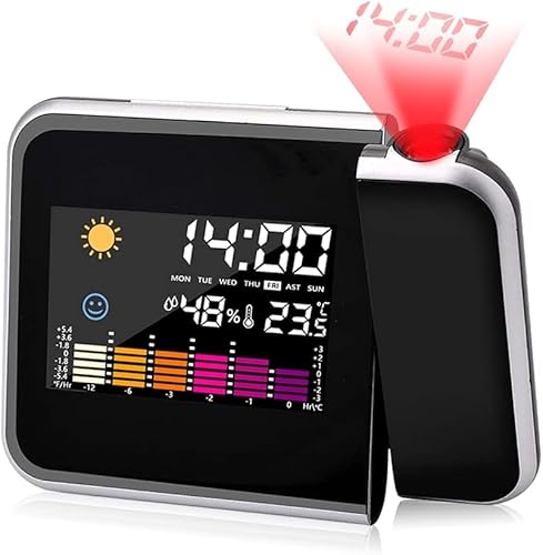 DASIAUTOEM Projektion Wecker, LED Wecker mit Deckenprojektion, Snooze, Digital, Projektion Display 180° Temperaturanzeige Uhrzeit Datumsanzeige, für Schlafzimmer, Büro von DASIAUTOEM