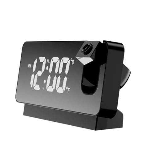 DASIAUTOEM Projektionswecker, Digitaler Wecker mit 180° drehbarem Projektor LED Spiegel-Wecker mit Große Display Wecker Digital mit Temperatur Anzeige für Schlafzimmer, Decke, Wand, Kinder von DASIAUTOEM