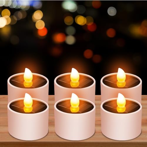 DASIAUTOEM Solar Kerzen Teelichter - 6 Stück Solar Laterne Teelichter Kerzen, Solar LED Teelichter für Garten Hof Weg Balkon Party von DASIAUTOEM