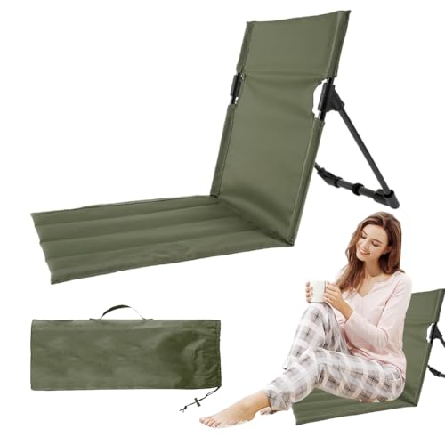 DASIAUTOEM Strandkorb mit Rückenlehne, Sitzunterlage Outdoor, Bodenstuhl Gefaltetes Sitzkissen, Tragbar Meditationsstuhl Strand Klappkissen Sitz, Stadion Sitzkissen Strandstuhl (Grün) von DASIAUTOEM