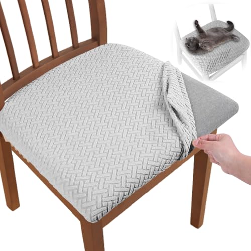 DASIAUTOEM Stuhlbezug Sitzfläche 2er Set, Hussen für Stühle, Sitzbezug Stuhl, High Stretch Esszimmerstuhl Slipcovers Anti-Staub Stuhlüberzieher für Stühle Küche Hotel Bankett (Grau) von DASIAUTOEM