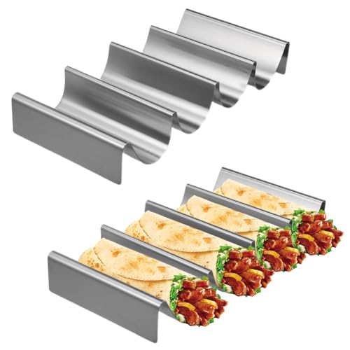 DASIAUTOEM Taco Halter, 2 Stück Taco Ständer, Edelstahl Taco Ständer Tray Holder Hält, Hotdog Halter, U-förmiges Taco-Rack Tacos Pfannkuchen Sandwiches von DASIAUTOEM