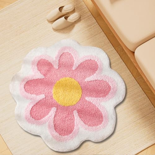 DASIAUTOEM Teppich Wohnzimmer, 58 cm Blumen Teppich Weiche Antirutsch Badematte mit Hoher Hygroskopizität Badvorleger Duschvorleger Fußmatte Teppichboden für Bad Küche Wohnzimmer Toilette von DASIAUTOEM