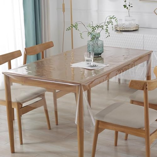DASIAUTOEM Tischdecke Transparent, Durchsichtige Tischdecke, Tischfolie Durchsichtig 150cm Breit, Meterware 0.13 mm Stark, Wasserdicht Abwaschbar PVC Folie Fettdicht Tischschutzfolie (140 x 280 cm) von DASIAUTOEM