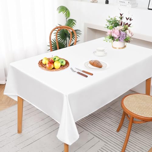 Tischdecke Abwaschbar, Tischdecke Weiß, Rechteckig 140X180CM Tischtuch Wasserabweisend Tafeldecke Abwischbare aus Polyester für Hochzeit, Party, Kindergeburtstag Tischdecke Abwaschbar, Tischdecke Weiß, Rechteckig 140X180CM Tischtuch Wasserabweisend Tafeldecke Abwischbare aus Polyester für Hochzeit, Party, Kindergeburtstag von DASIAUTOEM