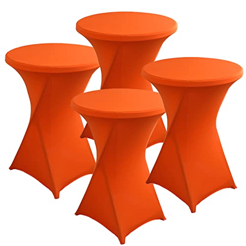 DASJD 4 Stück Stretch Stehtischhusse, Stretch Elasthan Hussen Stehtische, Bistrotisch Hussen für Gängige Bistrotische und Stehtische,Orange,60x110cm von DASJD