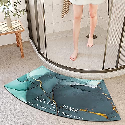 DASJD Super Absorbierende Duschvorleger Eckdusche, Quadrant Gebogene Duschmatte, Schnell Trocknend, rutschfest perfekt in viertelrunde Duschen und halbrunden Badezimmer,E,45 * 100cm von DASJD