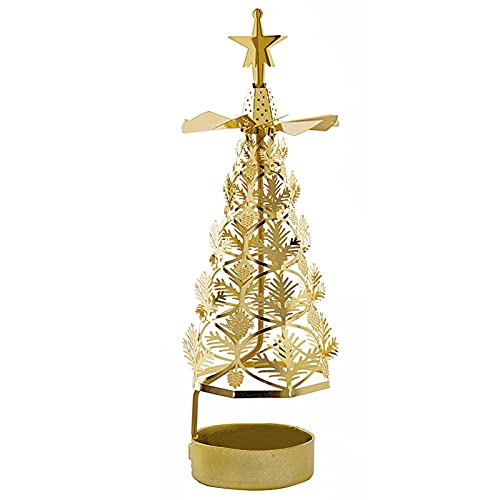 DASNTERED Weihnachts-Kerzenhalter, drehbarer Kerzenhalter aus Edelstahl, für die Dekoration von Weihnachtsfeiern, Hotels, Restaurants und Hochzeiten (Gold) von DASNTERED