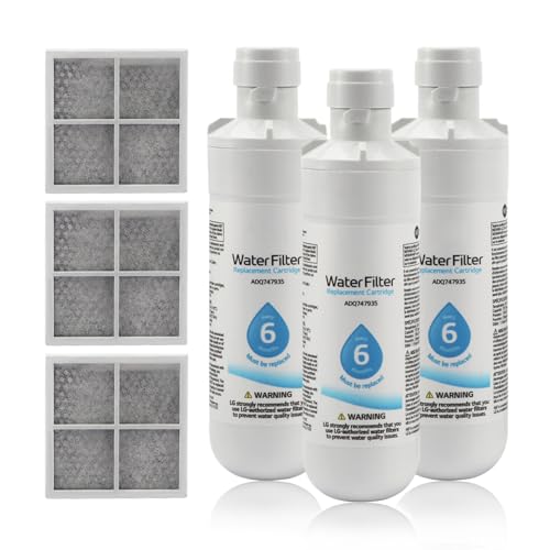 Wasserfilter für Kühlschrank, Wasserfilter und Luftfilter für Kühlschrank, Wasserfilter Geruchsfilter für Kühlschrank, Ersatzteil für Luftnetz, Ersatz für LG LT1000P (3 Stück) von DASNTERED