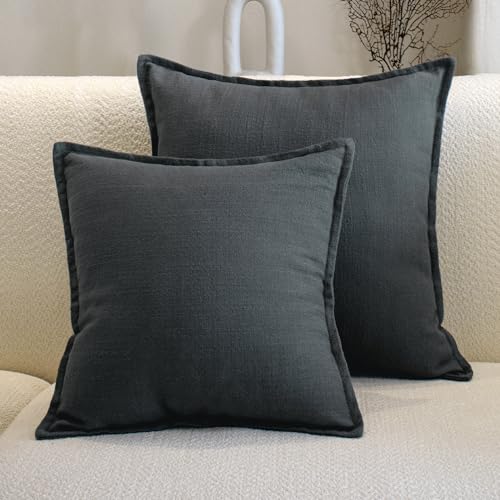 DASOIN Kissenbezug Baumwolle 2er Set Boho Zierkissenbezüge Wohnzimmer Deko Kissenhülle für Sofa Couchkissen Bezug 40x40cm Grau von DASOIN