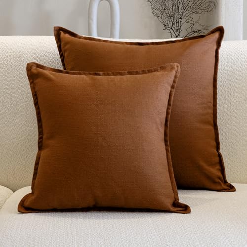 DASOIN Kissenbezug Baumwolle 2er Set Boho Zierkissenbezüge Wohnzimmer Deko Kissenhülle für Sofa Couchkissen Bezug 50x50cm Orange von DASOIN