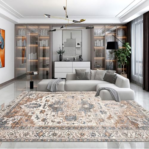 DATOPER Abstrakter Teppich für Esszimmer, Flur, Wohnzimmer - Kurzflorig, Maschinenwaschbar, Langlebig - Grau, 200cm x 300cm von DATOPER