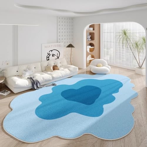DATOPER Große weiche Kurze Flor Teppiche absorbieren Wasser Anti-Rutsch für Schlafzimmer Kinder Zimmer Wohnzimmer Nordic Dekor Teppich Bereich Teppiche Blau 120CM×160CM von DATOPER