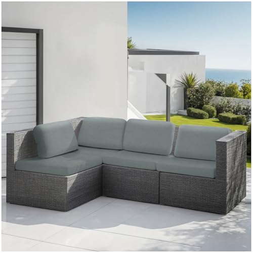DATOUJL Garten-Terrassenmöbel-Sitzbezüge Outdoor wasserdichte Ersatz-Sitzkissenbezüge für Terrasse, Outdoor-Rattan-Stuhl-Sitzkissen-Kissen, waschbar, langlebig (Grau,Einzelsitz) von DATOUJL
