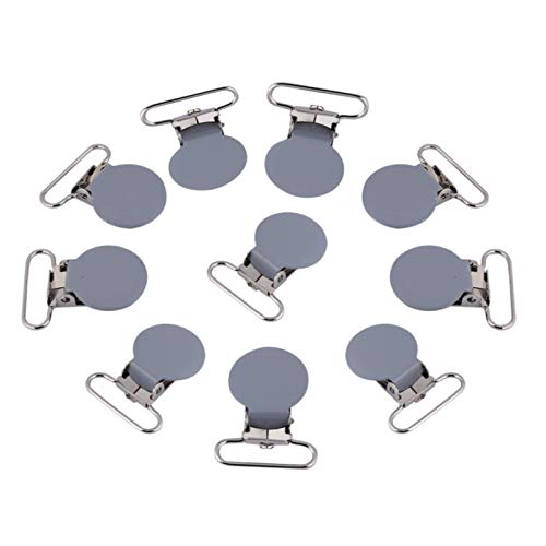 10Pcs 25mm Strapazierfähiges Metall Runde Hosenträger Klammern Schnuller Riemenhalter Clip DIY Herstellung von Zubehör, 3 Farben(grau) von DAUERHAFT