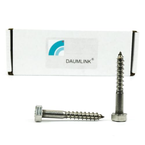 DAUMLINK® 25 Sechskant-Holzschrauben aus rostfreiem Edelstahl DIN 571 (25 Stück) für sichere Befestigungen im Holzbau (M7x50 mm) von DAUMLINK