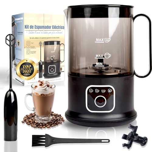 DAVANSU® Premium Milchaufschäumer + Milchaufschäumer + Ersatzmilchaufschäumer | elektrischer Milchaufschäumer mit LCD-Touchscreen | Milk Frother | Milchwärmer mit Reinigungsbürste von DAVANSU