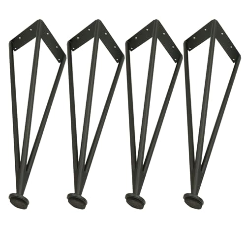 Tischbeine aus Metall, verstellbare Möbelstützfüße, Haarnadelbeine aus Metall (4er-Set), Schreibtischbeine aus Metall für Sofa, Schrank, Nachttische, Bett, Schuhschrank ( Color : Black , Size : 30cm/1 von DAVBIR
