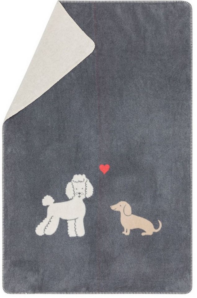 Kinderdecke Mila 'Dackel & Pudel' 100 x 150 cm Grau, DAVID FUSSENEGGER von DAVID FUSSENEGGER