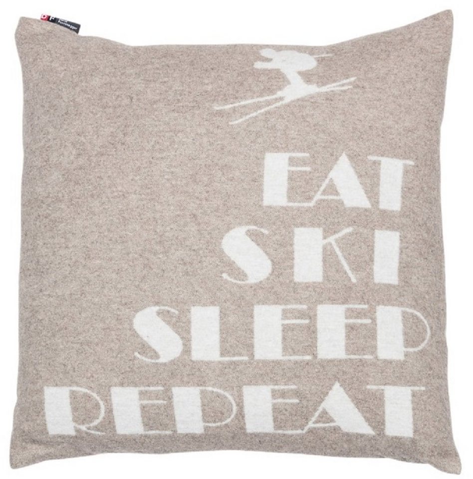 Kissenhülle Silvretta 'Eat Ski Sleep Repeat' 50 x 50 cm, DAVID FUSSENEGGER von DAVID FUSSENEGGER