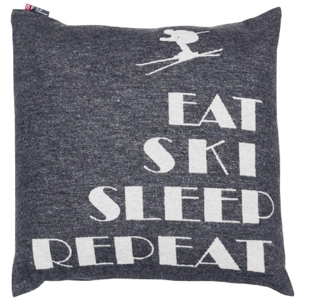 Kissenhülle Silvretta 'Eat Ski Sleep Repeat' 50 x 50 cm, DAVID FUSSENEGGER von DAVID FUSSENEGGER