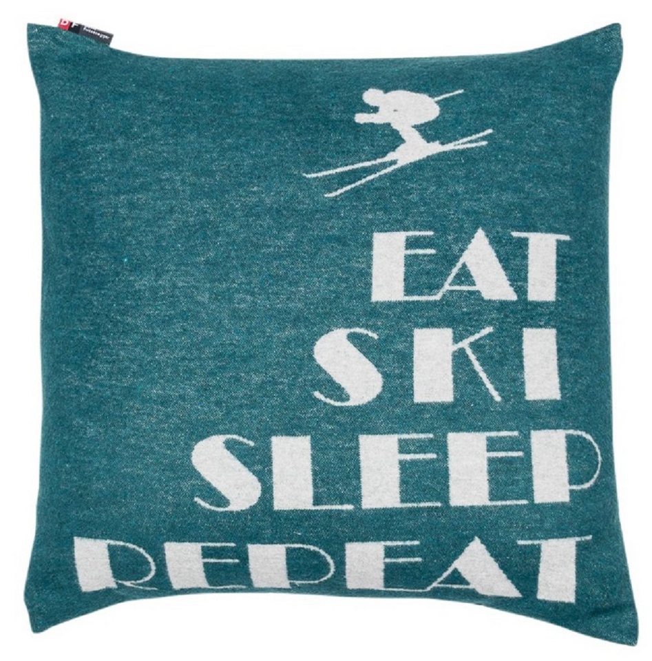 Kissenhülle Silvretta 'Eat Ski Sleep Repeat' 50 x 50 cm, DAVID FUSSENEGGER von DAVID FUSSENEGGER