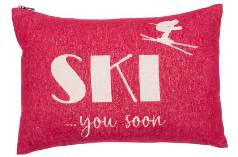 DAVID FUSSENEGGER Kissenhülle Silvretta 'SKI you soon' 40 x 60 cm von DAVID FUSSENEGGER