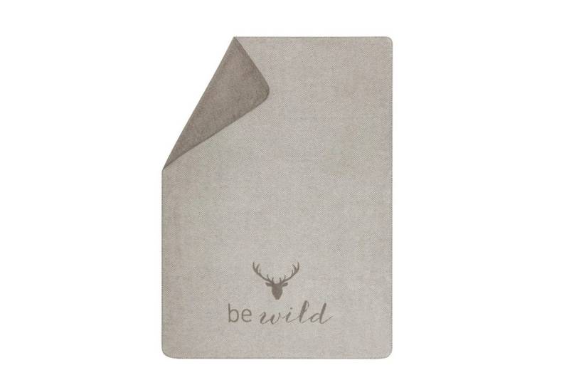 Wohndecke Fussenegger kuschelige Wohndecke be wild Hirschkopf schlamm 150x200, DAVID FUSSENEGGER, Nachhaltige Kuscheldecke aus 50% recycelter Baumwolle von DAVID FUSSENEGGER