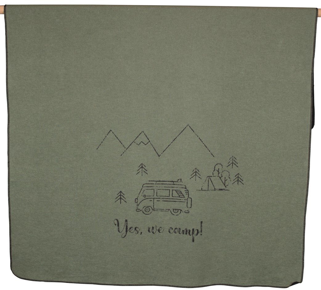 Wohndecke Silvretta 'Yes, we camp' 140 x 200, DAVID FUSSENEGGER von DAVID FUSSENEGGER